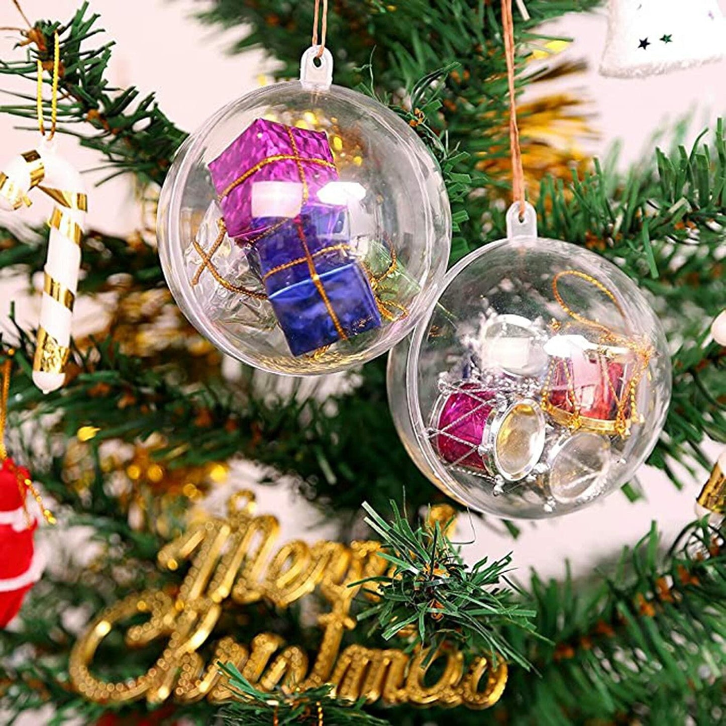 120MM Christmas Clear Baubles 5PCS Transparent Plastic Balls DIY Decor