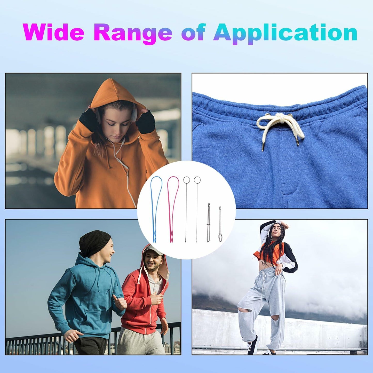 6 Pcs Drawstring Threader Set Plastic Metal Loop Turner Hook Multi-Color