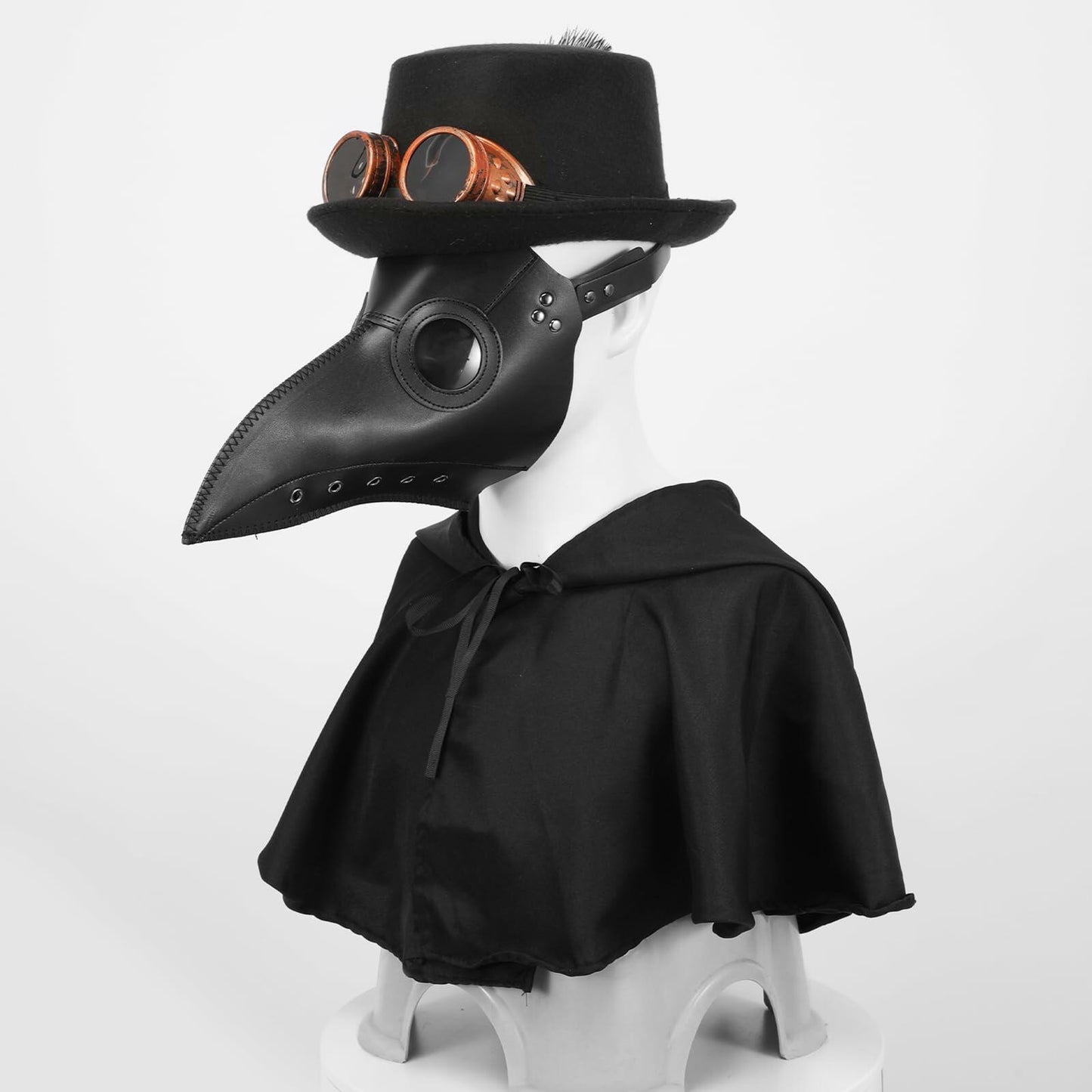 rericonq Plague Doctor Mask Cloak Hat 3Pcs Steampunk Costume Adult