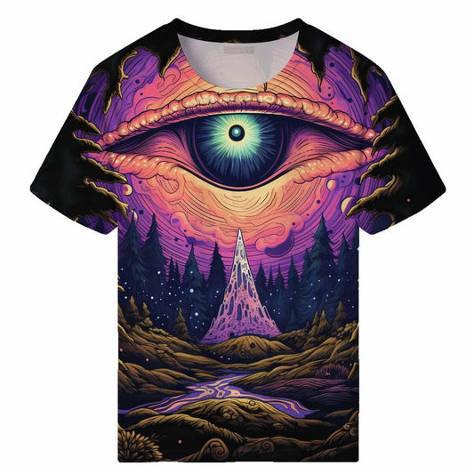 Girren Men's Psychedelic Eyes Graphic T-Shirt Black 2XL Size 2XL