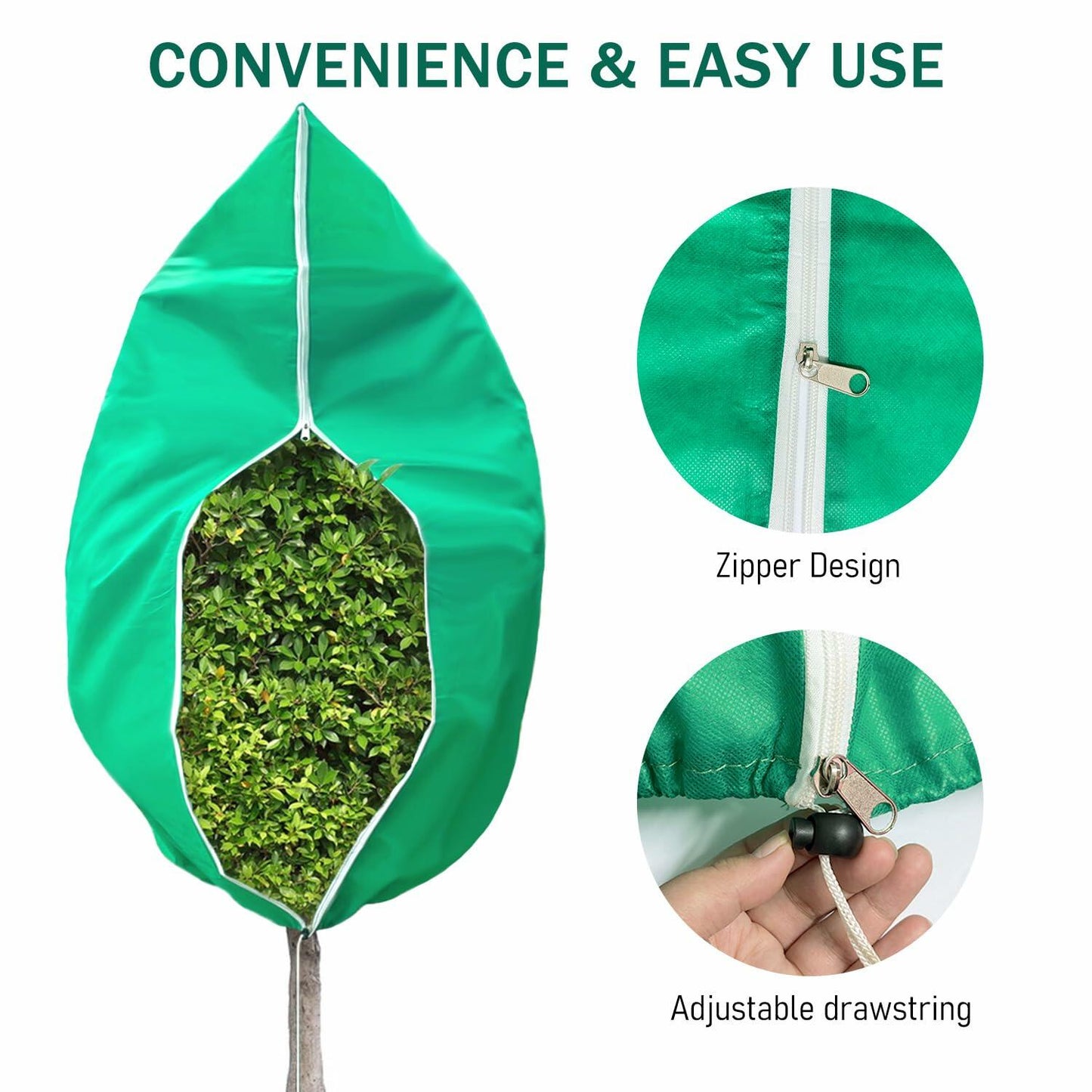 Plant Covers Freeze Protection 2 Pack 71x47.3in White Zipper Drawstring