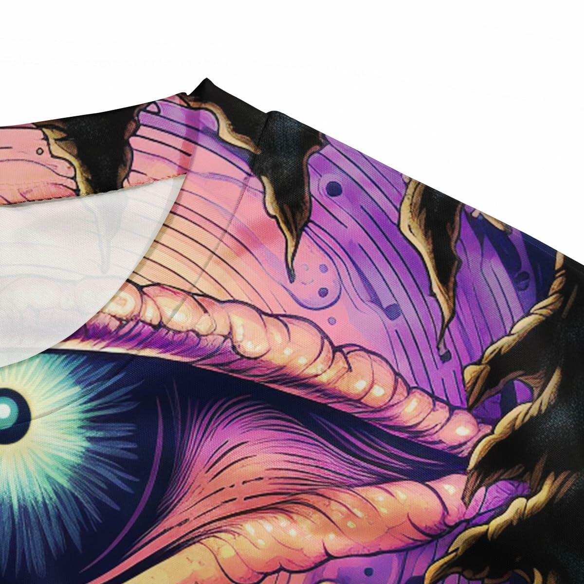 Girren Men's Psychedelic Eyes Graphic T-Shirt Black 2XL Size 2XL