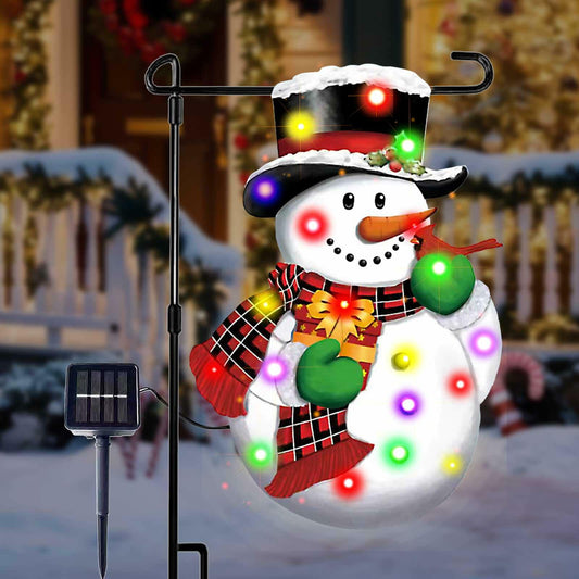 QiFyLeo 3D Lighted Snowman Christmas Garden Flag 12x18 Double Sided Outdoor