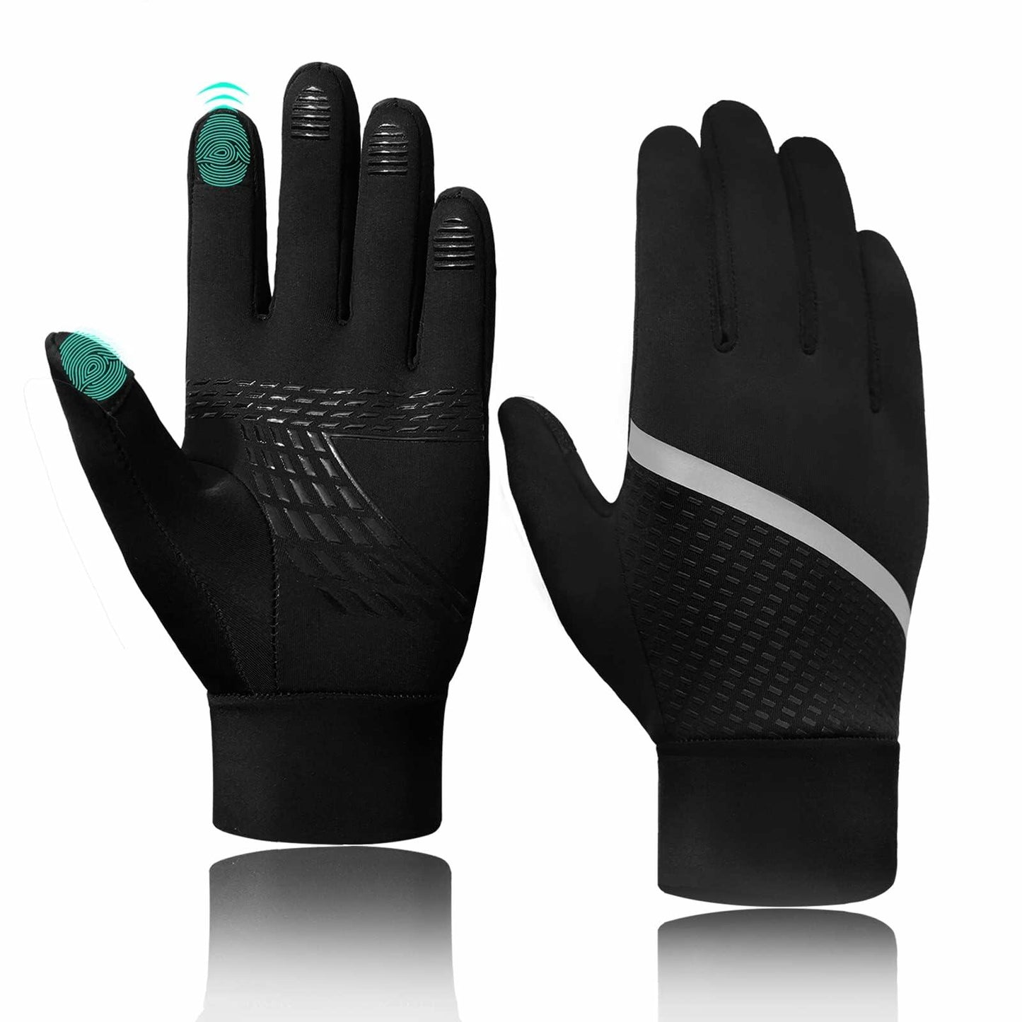 VigorGlove Kids Running Thermal Fleece Touch Screen Gloves Black Size S