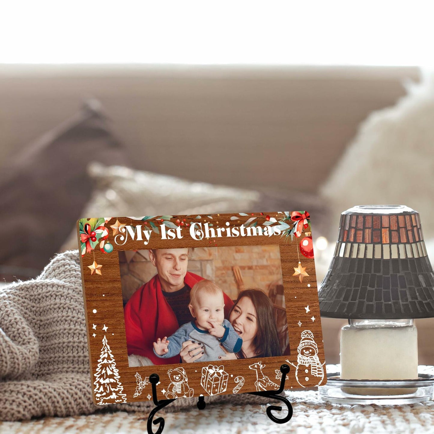 SSQBZU New Born Baby 'My 1st Christmas' Photo Frame 4x6 White