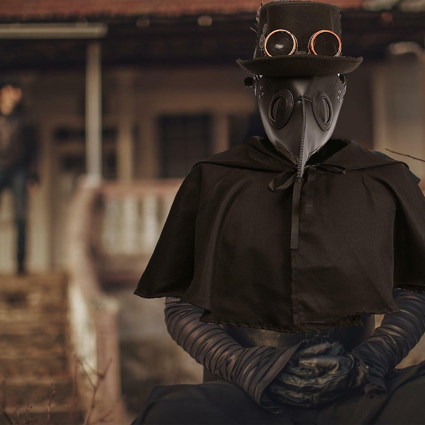 rericonq Plague Doctor Mask Cloak Hat 3Pcs Steampunk Costume Adult