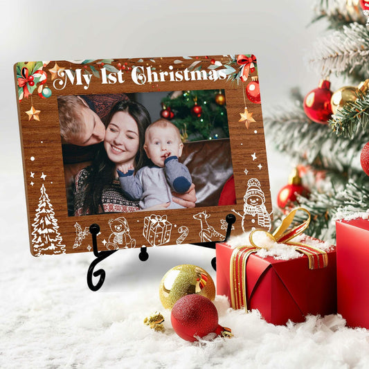 SSQBZU New Born Baby 'My 1st Christmas' Photo Frame 4x6 White
