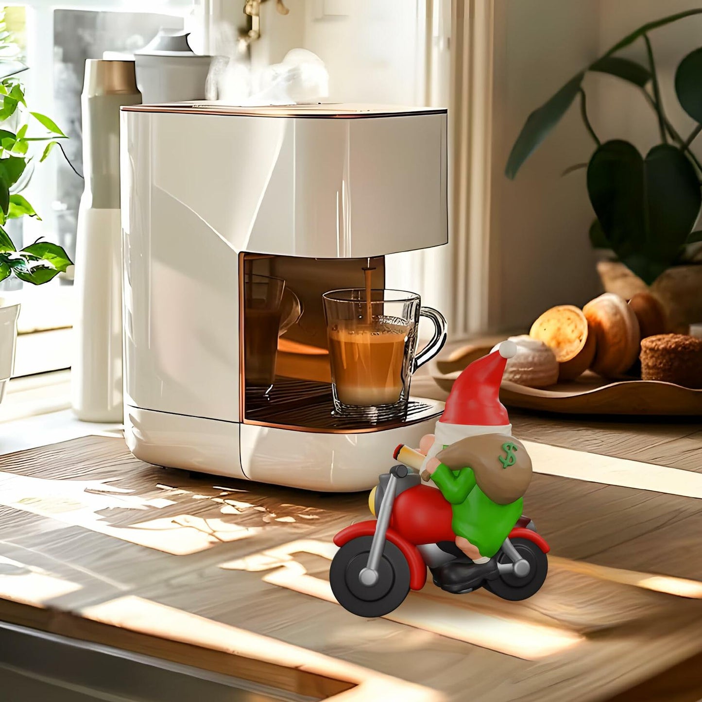 NANAOUS Biker Gnomes Motorcycle Statue 3.9in Funny Garden Decor Resin Figurine