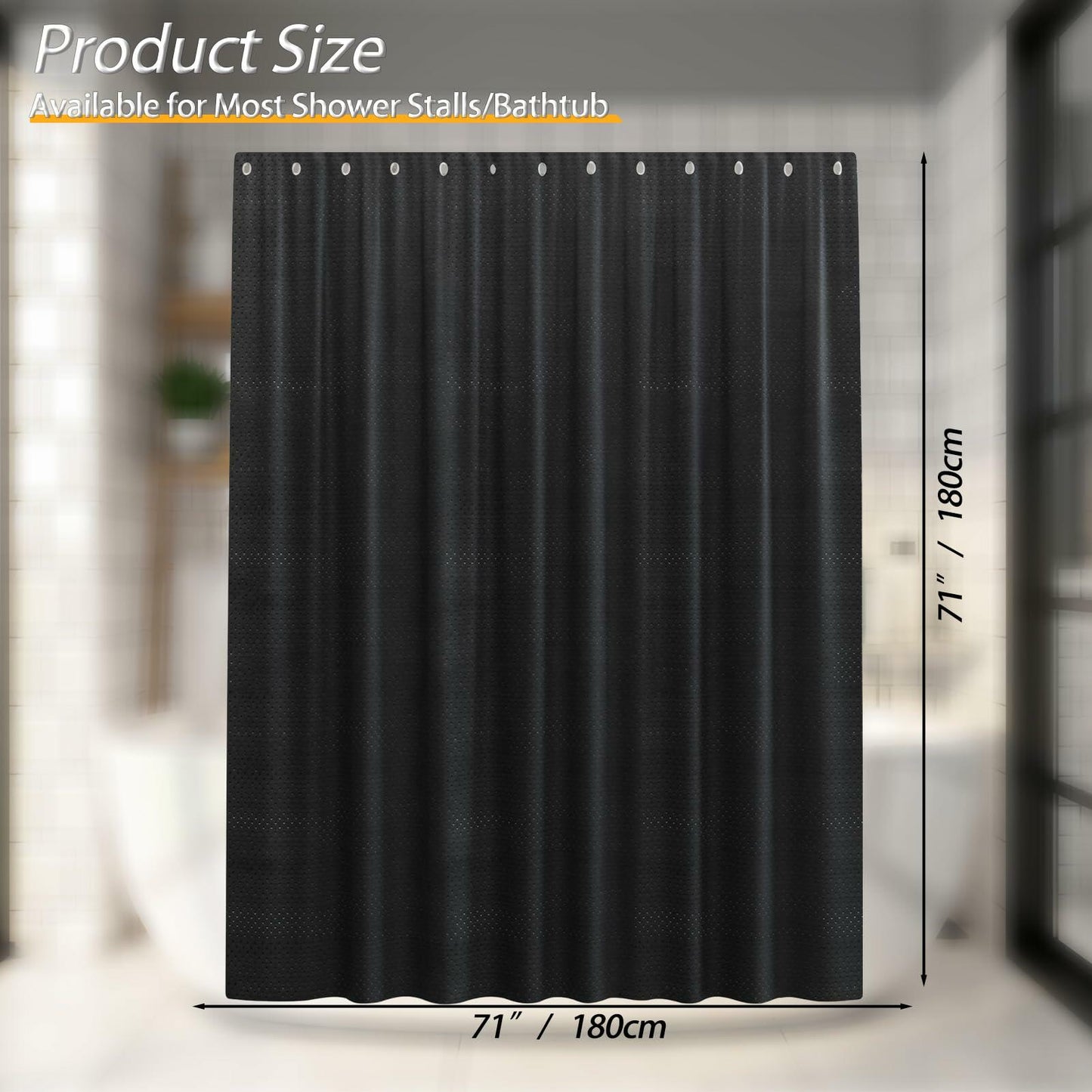 SPEPLA Shower Curtain Liner 71x71 White Waterproof Washable with Hooks