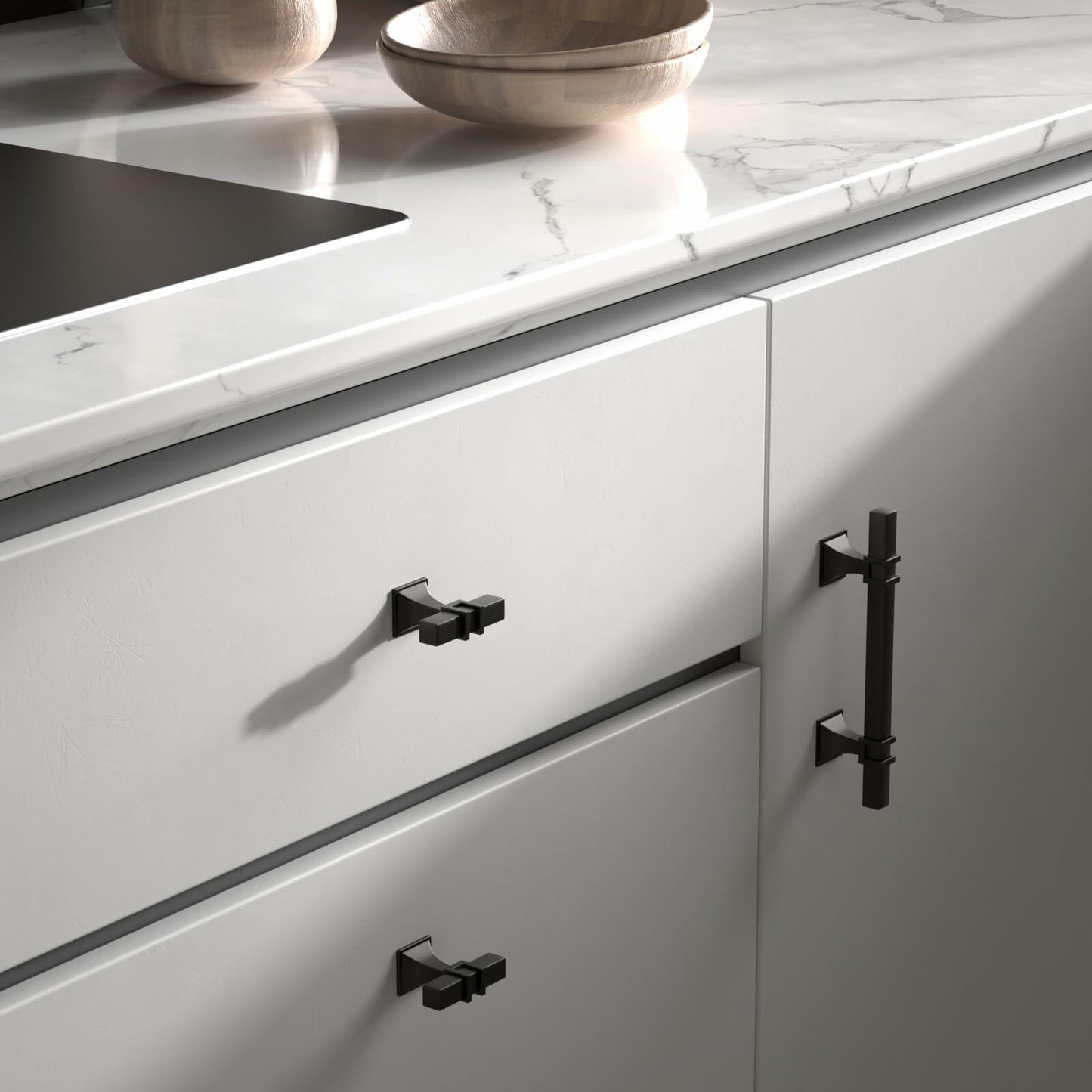 goldenwarm 12 Pack 5 Inch Black Cabinet Handles Stainless Steel Zinc Alloy