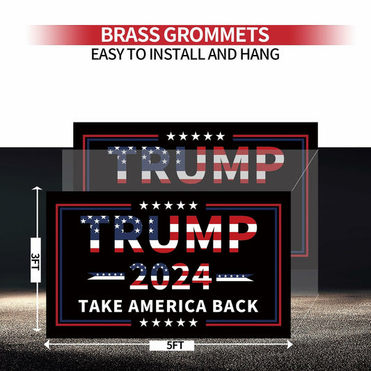 Trump 2024 Flag 3x5 Double Sided 3 Ply UV Resistant Black Brass Grommets