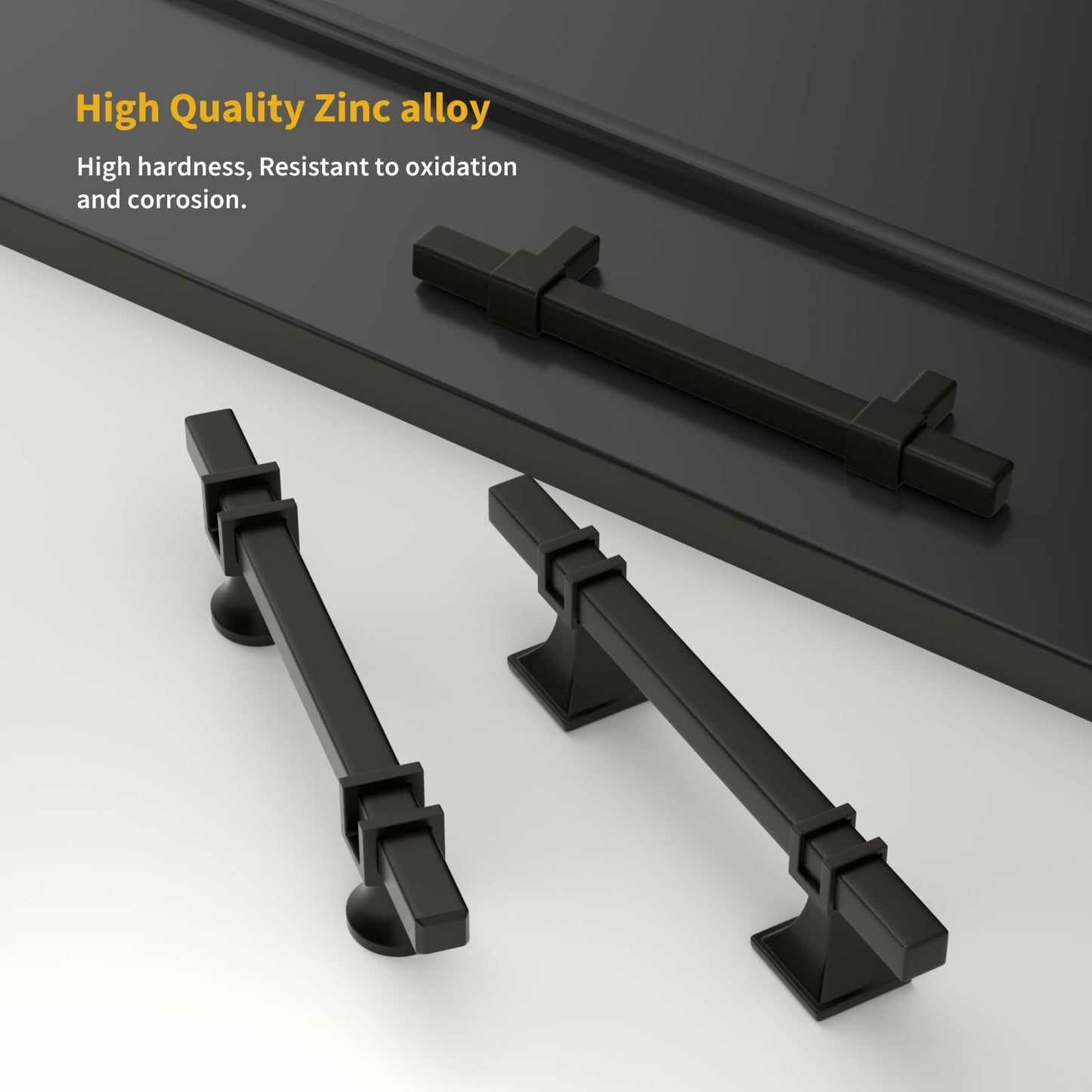 goldenwarm 12 Pack 5 Inch Black Cabinet Handles Stainless Steel Zinc Alloy