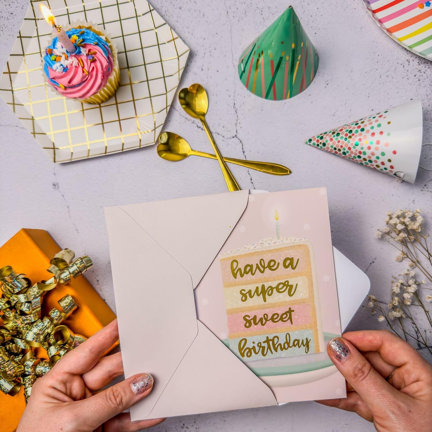 Birthday Cards Assortment Women Gold Foil 4x6 Envelopes 24 Pack