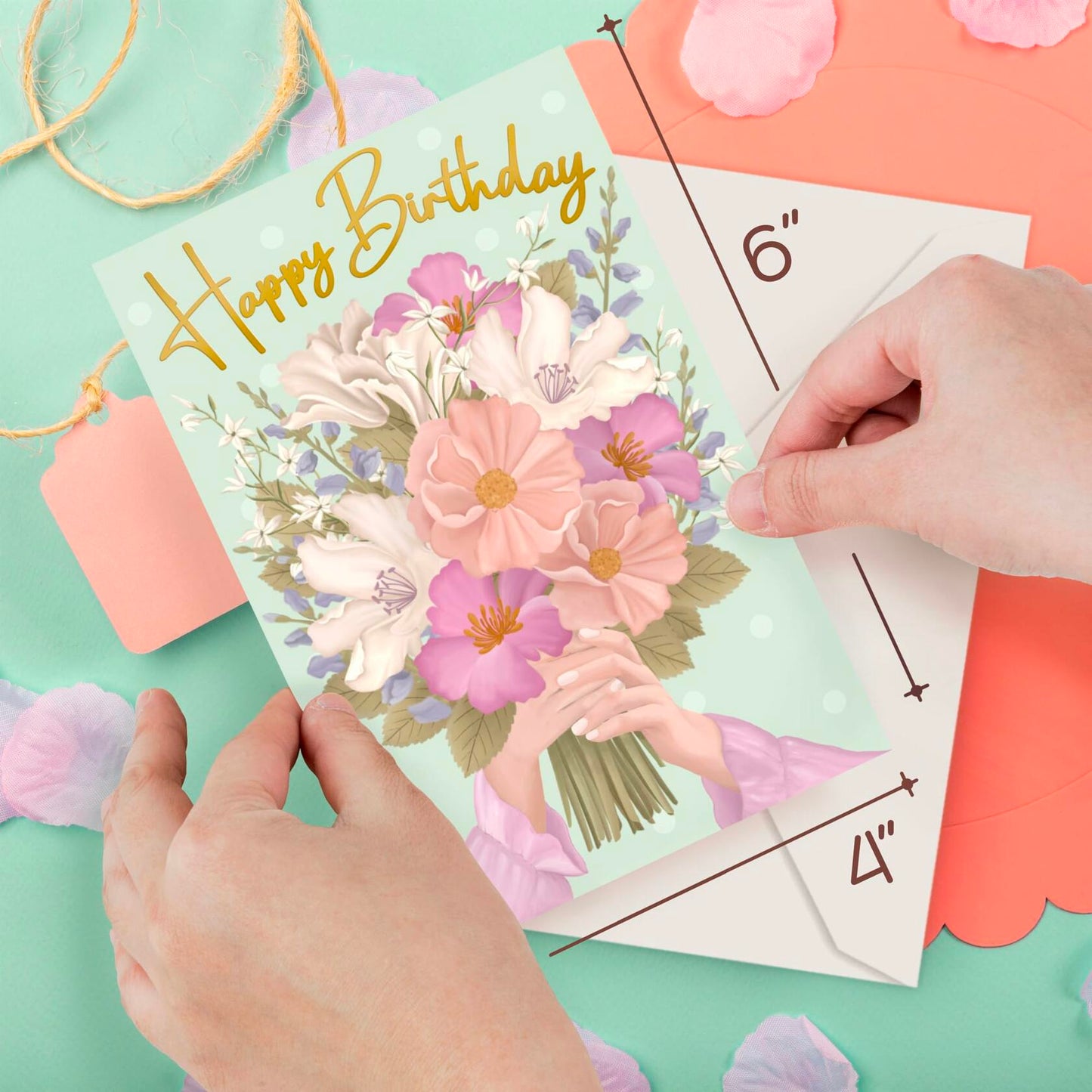 Birthday Cards Assortment Women Gold Foil 4x6 Envelopes 24 Pack