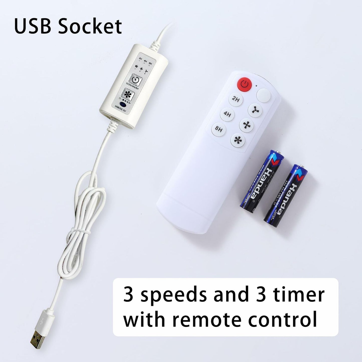 Mengnessly USB Clip-On Fan 9" Remote 3 Speed Timer Adjustable Tilt Black