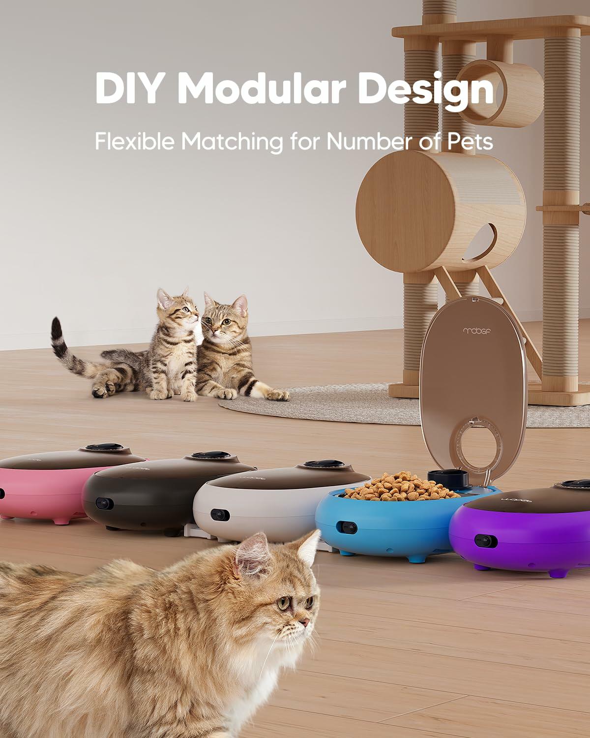 WOPET Automatic Cat Feeder 48-Hour Timer with Ice Gel Pack Yogurt Color