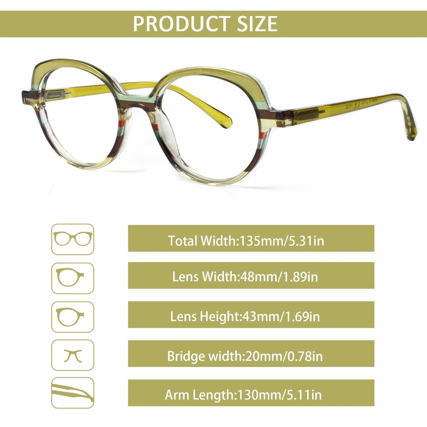 VisiWell Reading Glasses Women Blue Light Blocking 5 Pack 1.50 Mix Colors
