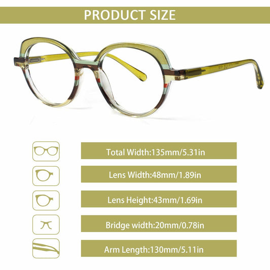 VisiWell Reading Glasses Women Blue Light Blocking 5 Pack 1.50 Mix Colors