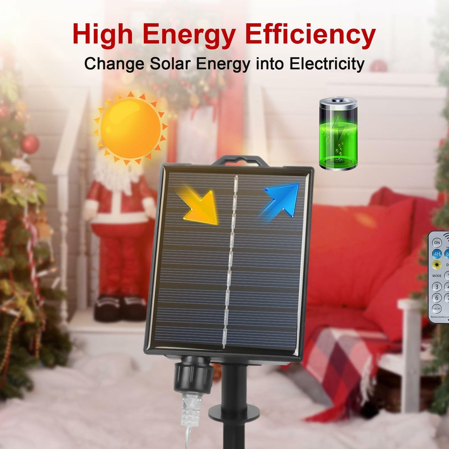 Qoosea Solar Christmas Lights 6 Pack Waterproof Candy Cane 78 LED Warm White