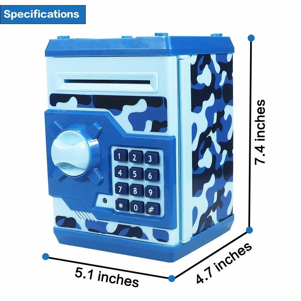 Cargooy Mini ATM Piggy Bank Electronic Code Lock Camouflage Blue