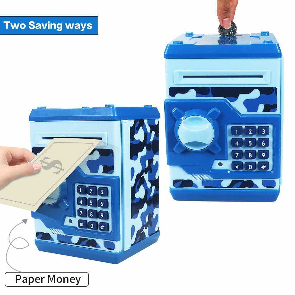 Cargooy Mini ATM Piggy Bank Electronic Code Lock Camouflage Blue