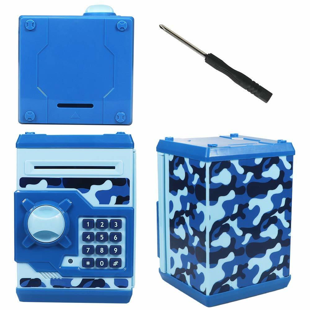 Cargooy Mini ATM Piggy Bank Electronic Code Lock Camouflage Blue