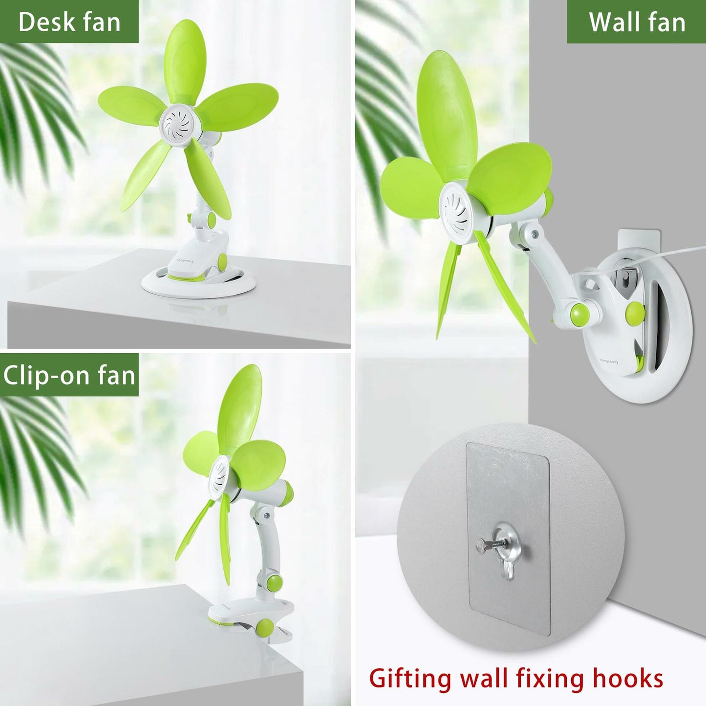 Mengnessly USB Clip-On Fan 9" Remote 3 Speed Timer Adjustable Tilt Black