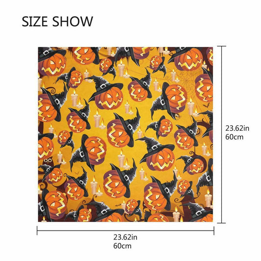 PMAIHNAS Women's Fashion Silk Halloween Pumpkin Satin Scarf 23.6x23.6