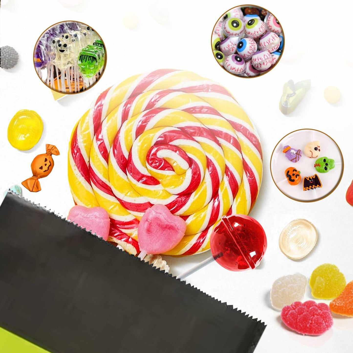 Mucinia Halloween Candy Bags & Stickers Paper Goodie Bags 60PCS Party Favors