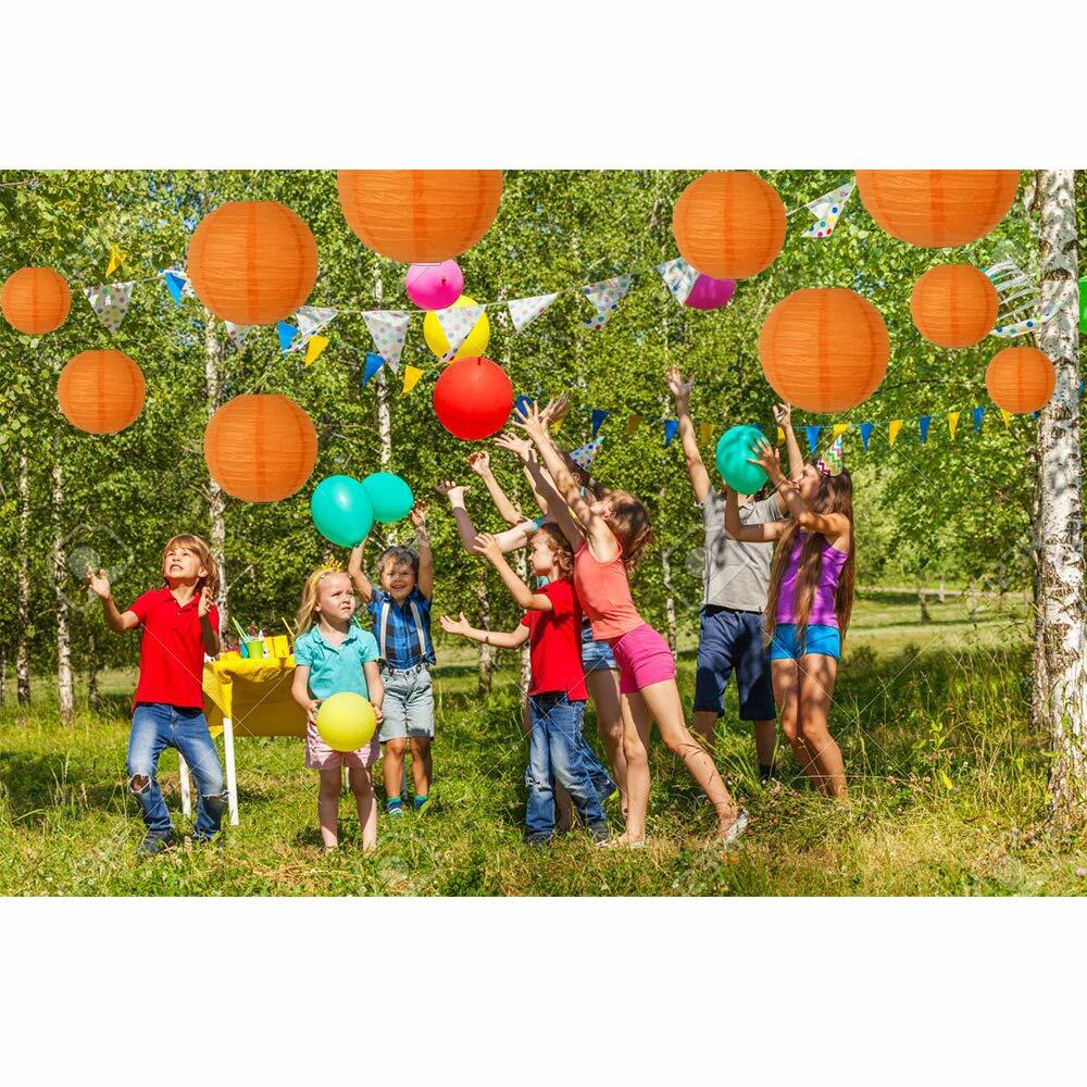 BEISHIDA Orange Round Paper Lanterns Hanging Decor 10 Pack Party Decoration