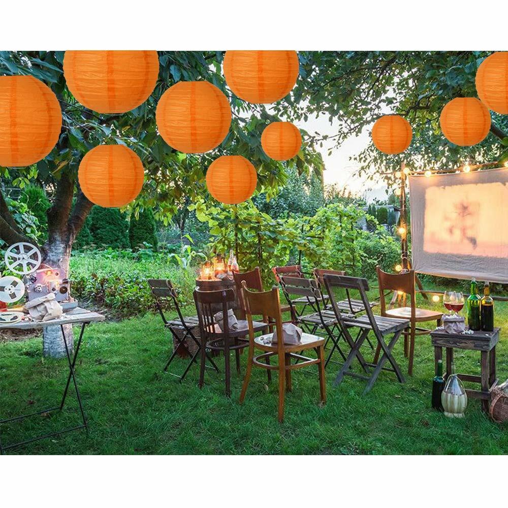 BEISHIDA Orange Round Paper Lanterns Hanging Decor 10 Pack Party Decoration