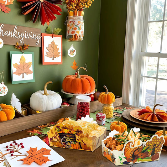 Thanksgiving Disposable Snack Bowls 24pcs Autumn Theme Party Supplies
