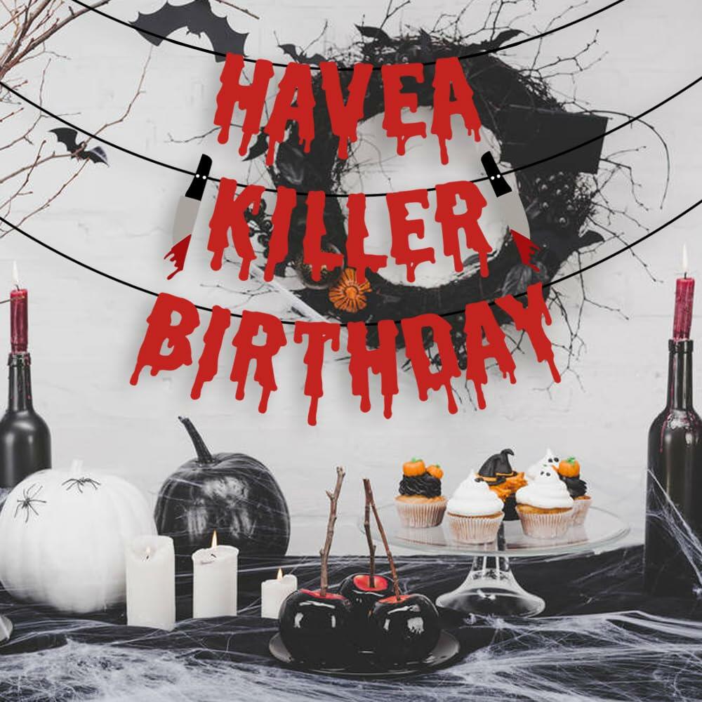 Quimoy Halloween Banner Decorations with 12 Pcs Bat Wall Stickers Party Decor