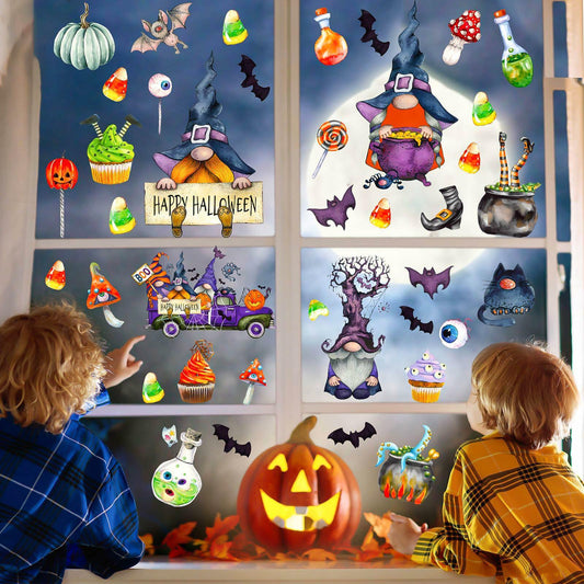 RUOKEXIN Halloween Window Stickers 101 Pcs Double-Sided Removable Decals