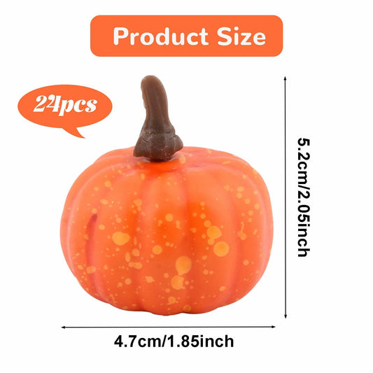 Reicyfang 24 Pcs Mini Artificial Pumpkin Decor Rustic Harvest Orange Set