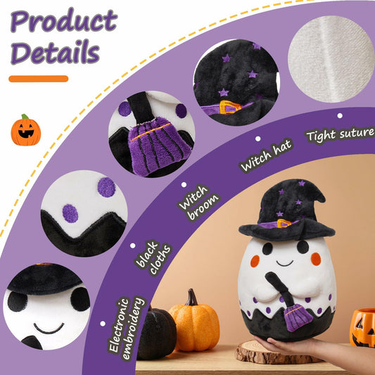 Ziyutam Ghost Pumpkin Stuffed Animal Plush Toy 9.4" Halloween Decoration