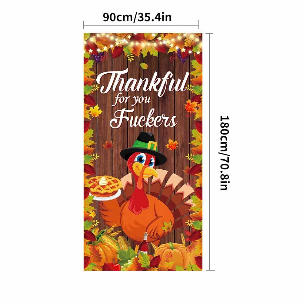 Friendsgiving Party Door Cover Banner Large Autumn 6x2.9 Ft Backdrop