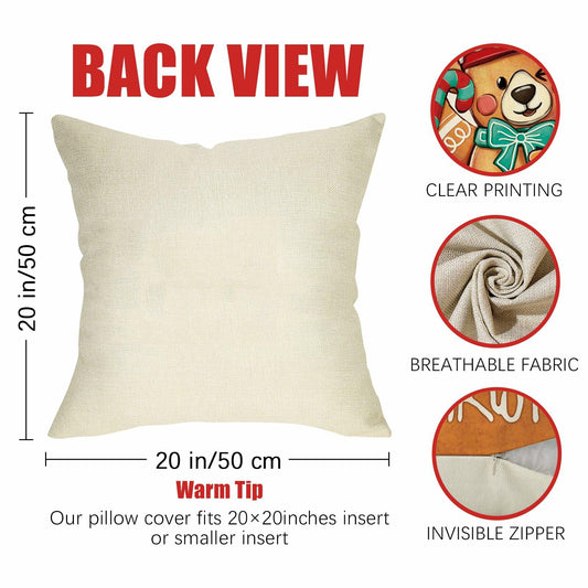 Fahrendom Christmas Bear Deer Throw Pillow Covers 18x18 Set of 4 Pink