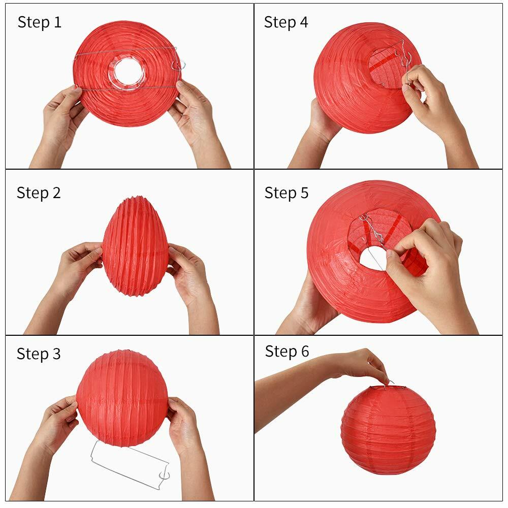 BEISHIDA Orange Round Paper Lanterns Hanging Decor 10 Pack Party Decoration