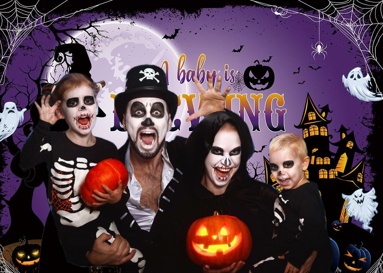 A Baby is Brewing Halloween Backdrop Magic Witch Baby Shower Banner 6x4FT