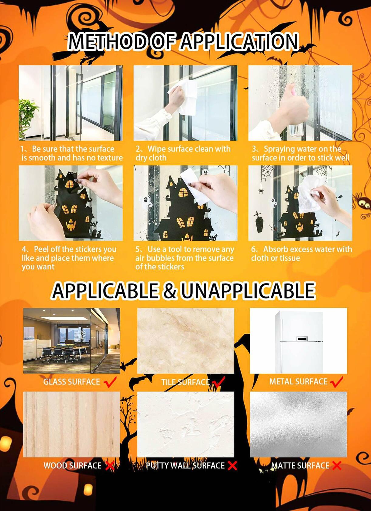 RUOKEXIN Halloween Window Clings & Wall Decals Bloody Handprint 9 Sheets