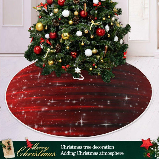 Christmas Tree Skirt 36" Red Snowflakes Burlap Xmas Holiday Indoor