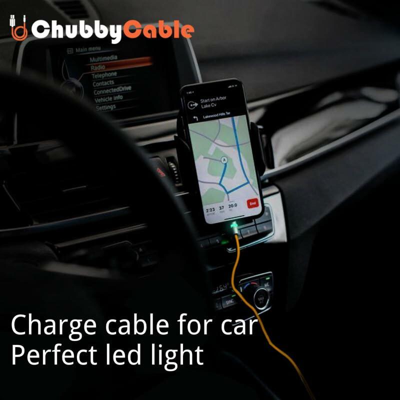 chubbycable Neon Chubby Fast Charge USB-A to Type-C Cable Purple 0.32FT