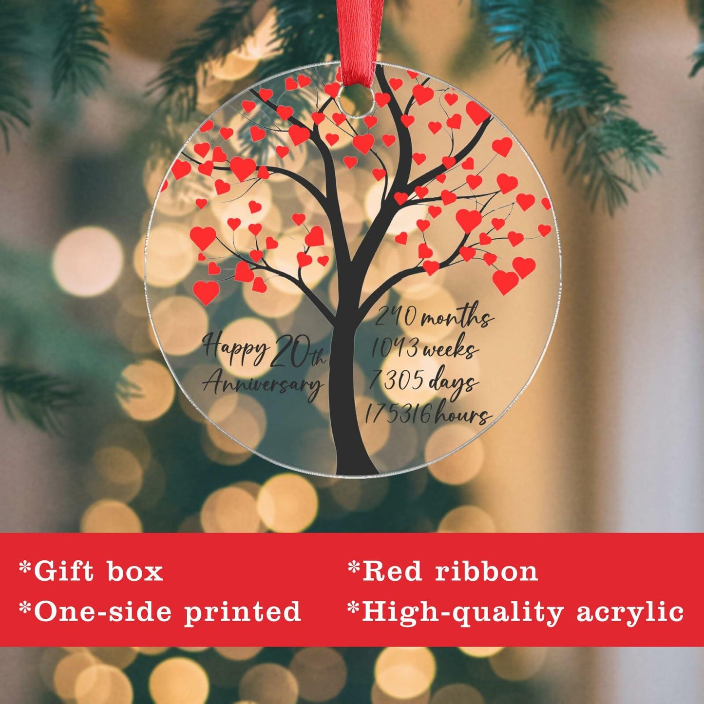 60th Anniversary Acrylic Ornament for Him Her Couples Wedding Gift