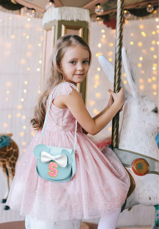 OYLOLA Toddler Girls Purse Initial Birthday Gift Blue X Ages 3-8