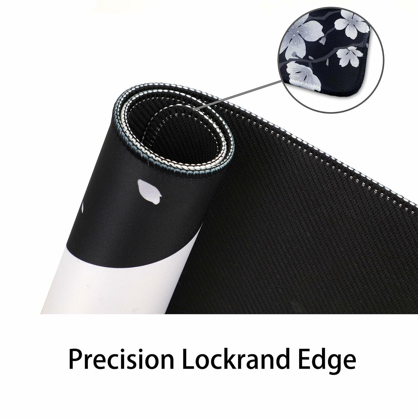IF FEEL Cherry Blossom Yin Yang Mouse Pad XL 31.5x11.8 Inch Black White