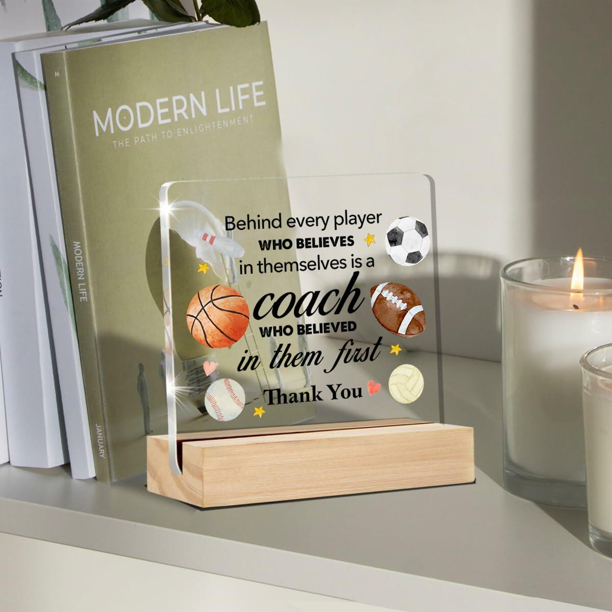 Thank You Coach Gifts Clear Acrylic Desk Sign with Stand Office Decor