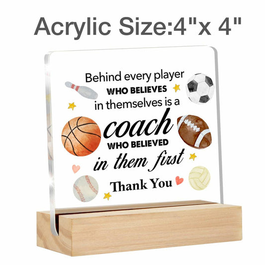 Thank You Coach Gifts Clear Acrylic Desk Sign with Stand Office Decor