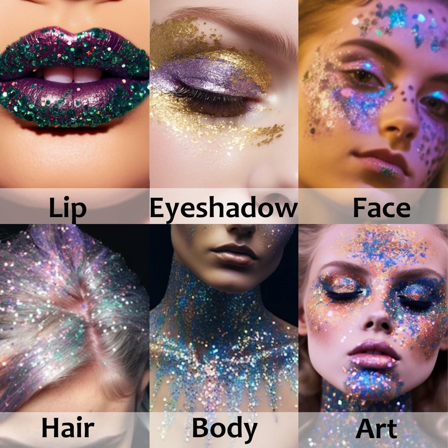 UCANBE Purple Body Glitter Stick Chunky Makeup for Face Hair Lips
