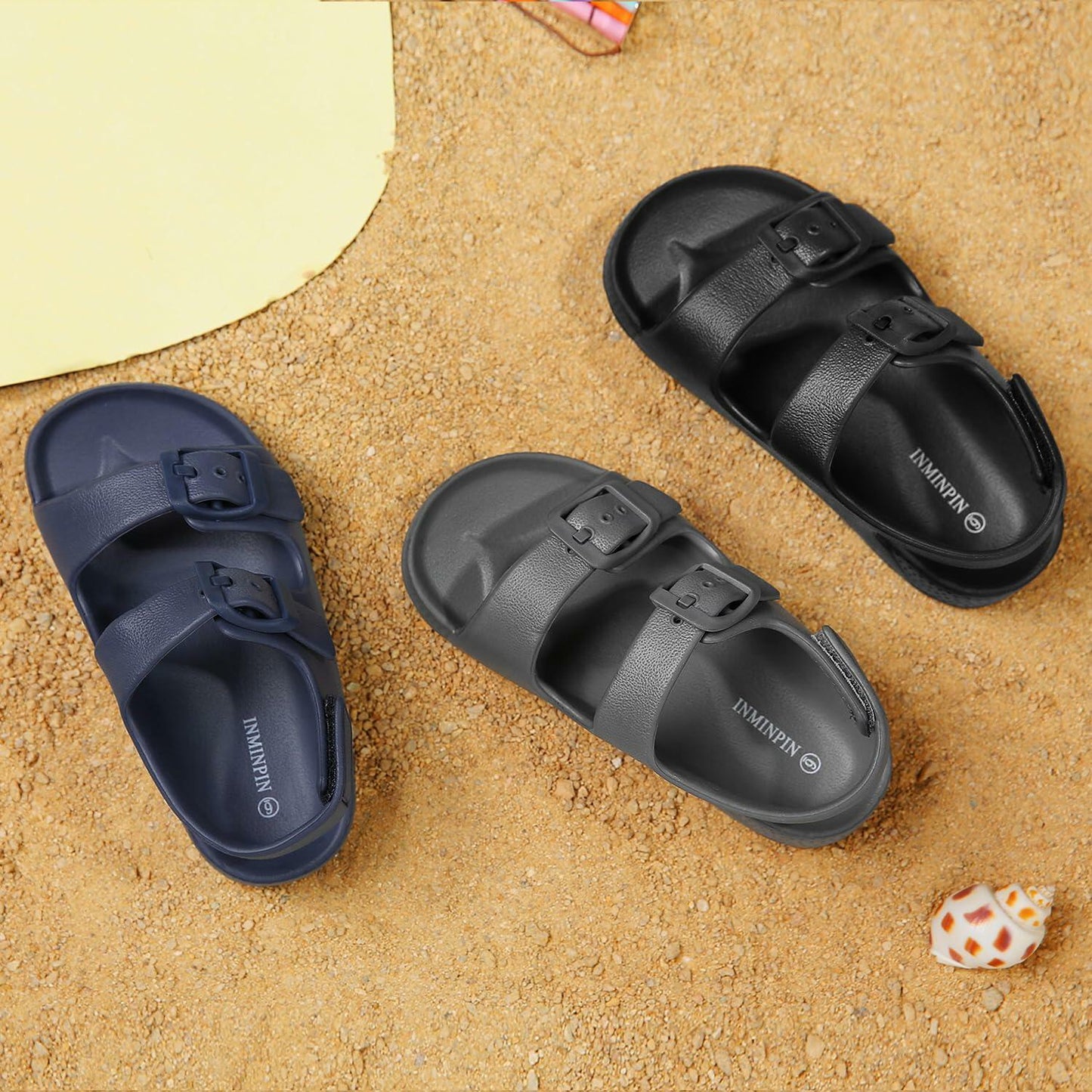 INMINPIN Toddler Boys Girls Buckle Sandals Adjustable Back Strap Navy Size 5